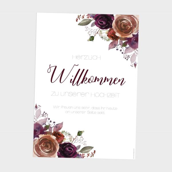Willkommensschild "Boho Violett-Flower" 